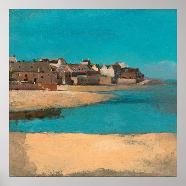 Póster Aldea junto al mar en Bretaña, por Odilon Redon (Frente)