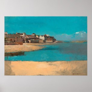 Póster Aldea junto al mar en Bretaña, por Odilon Redon