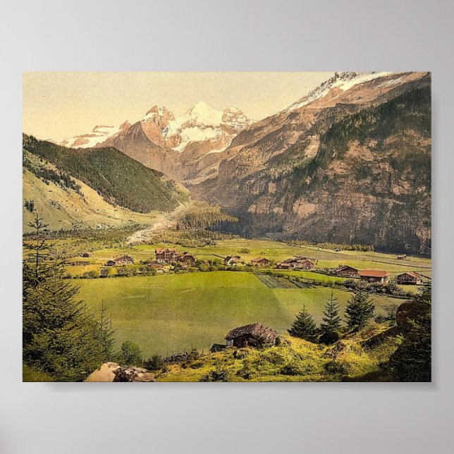Póster Aldea Kandersteg y grupo montañoso Blumlisalp, (Frente)