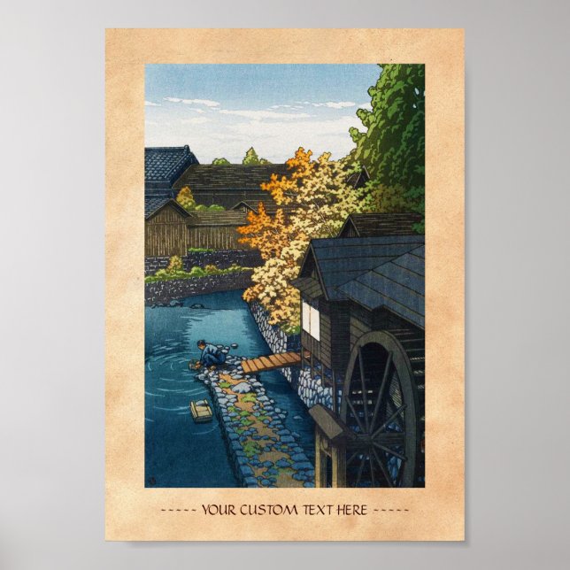 Póster Aldea Kawanishi, Prefectura de Tochigi, Hasui Kawa (Frente)