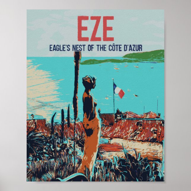 Póster Aldea mediterránea Eze Costa Azul Francia (Frente)