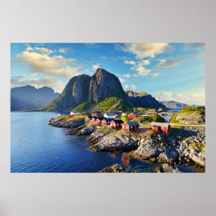 Póster Aldea pesquera de Hamnoy en las islas de Lofoten (