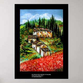 PÓSTER ALDEA RÚSTICA ANTIGUA EN TOSCANA