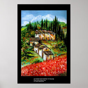 PÓSTER ALDEA RÚSTICA ANTIGUA EN TOSCANA