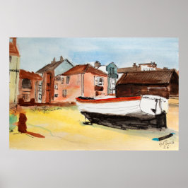 Póster Aldeburgh Print – Paisaje Costero en Acuarela