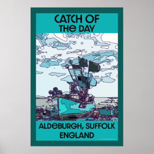 Póster Alderburgh Suffolk Beach Art Wooden Box Rótulo