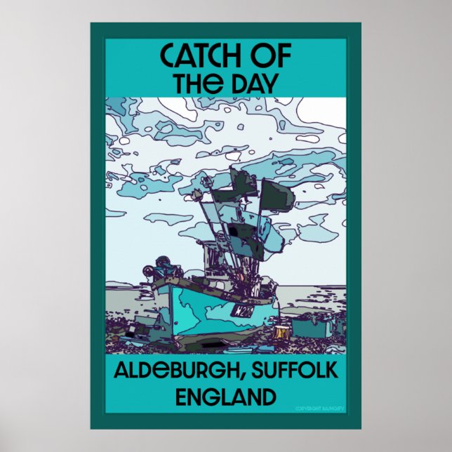 Póster Alderburgh Suffolk Beach Art Wooden Box Rótulo (Frente)