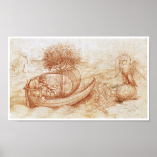 Póster Alegoría con lobo y águila, Da Vinci