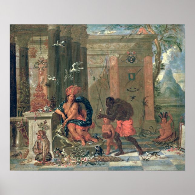 Póster Alegoría de América, 1691 (Frente)