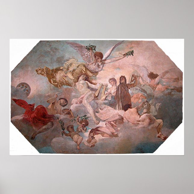 Póster Alegoría de las Bellas varios ángeles (Frente)