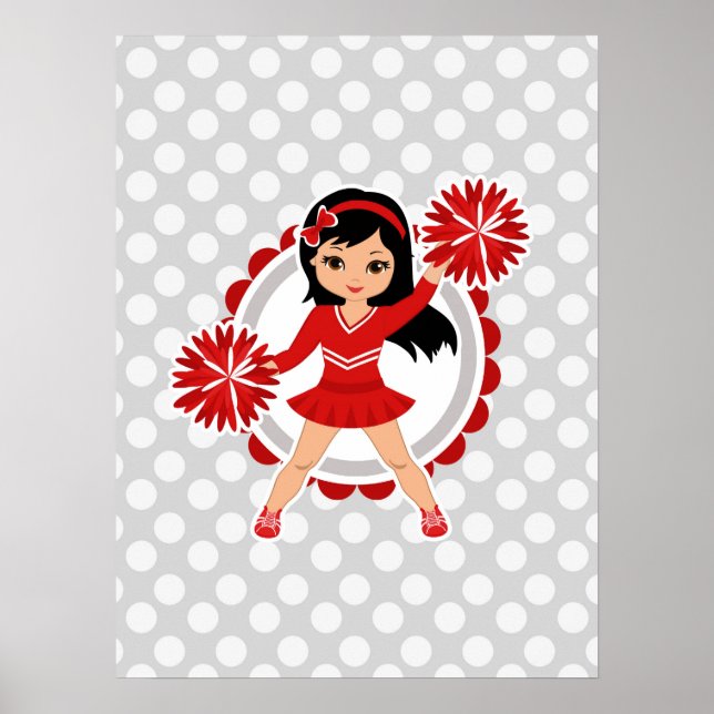 Póster Alegre - Alegre de pelo negro rojo (Frente)