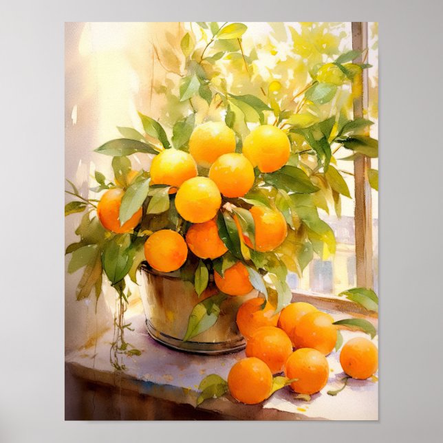 Póster Alegre árbol Naranja en la olla (Frente)