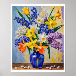 Póster Alegre arreglo floral de primavera Daffodils Art
