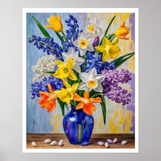 Póster Alegre arreglo floral de primavera Daffodils Art (Frente)