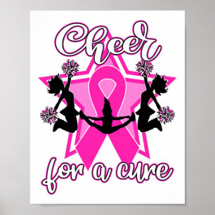 Póster Alegre de la cinta rosada de la camiseta de cáncer