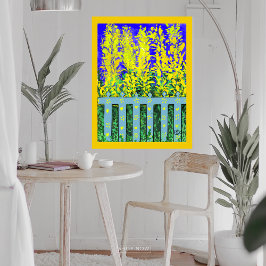 Póster Alegre escape de jardines: un baile de flores amar