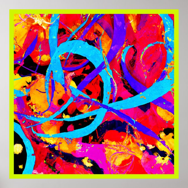 Póster Alegre juego de patrones coloridos (Frente)