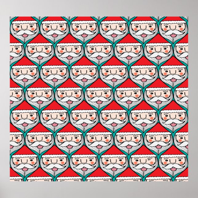 Póster Alegre patrón de Navidades de Santa Claus (Frente)
