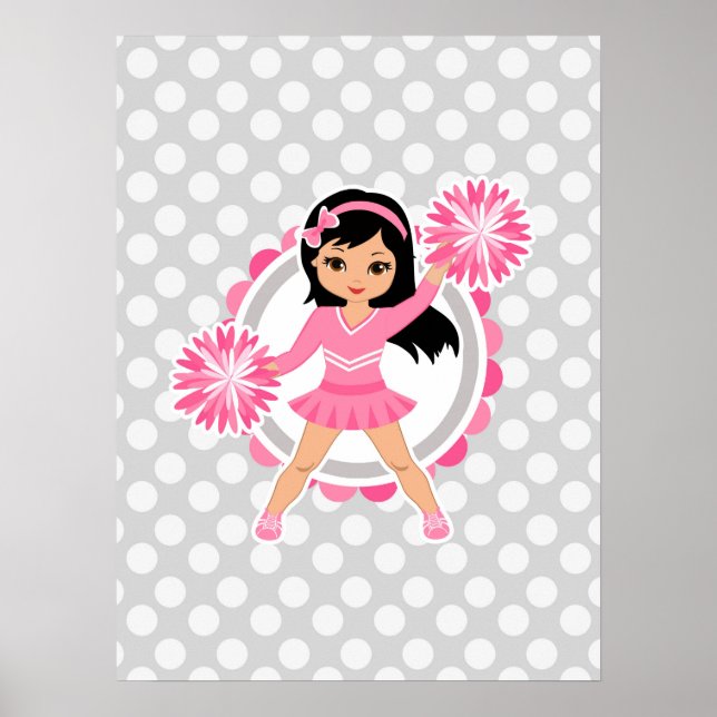 Póster Alegre Rosado Cabello Negro - Alegre Agradable (Frente)