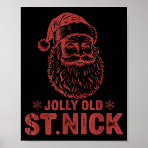 Póster Alegre viejo St Nick Santa Claus Navidad vintage