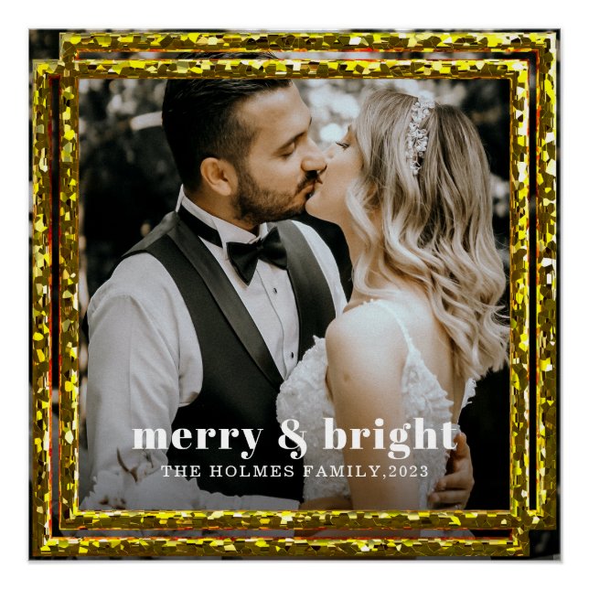 Póster alegre y luminosa foto de pareja de navidades mode (Anverso)