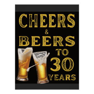 Póster Alegres y cervezas a 30 años divertidos