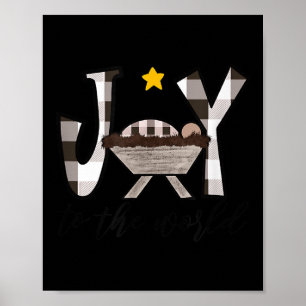 Póster Alegría Al Mundo Bebé Jesús En El Pesebre Navidad