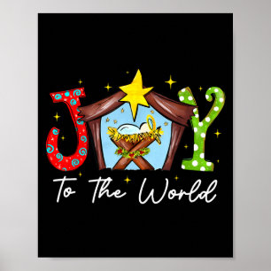 Póster Alegría Al Mundo Bebé Jesús Navidad Escena De La N
