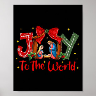 Póster Alegría Al Mundo Navidad Escena De La Natividad Cr