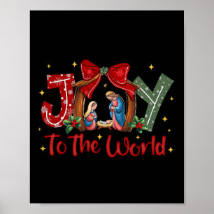 Póster Alegría Al Mundo Navidad Escena De La Natividad Cr