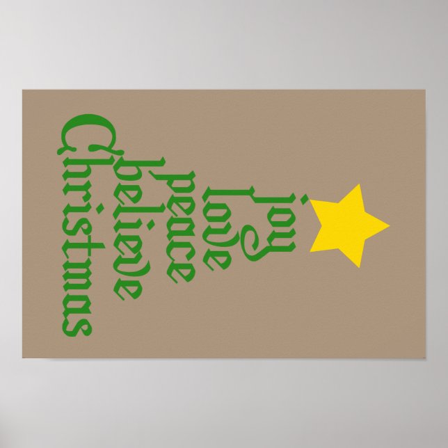 Póster Alegría, amor, paz, creencia, Navidades (Frente)