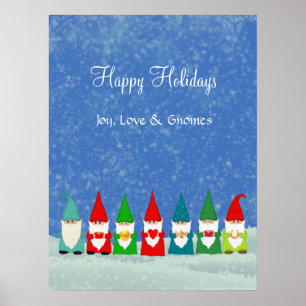 Póster Alegría, Amor y Gnomos de Navidad