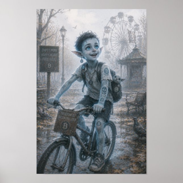 Póster Alegría / Ciclista / Parque vacío (Frente)