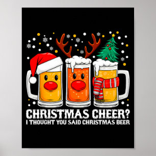 Póster Alegría de Navidad Reno Divertido Cerveza Navidad 
