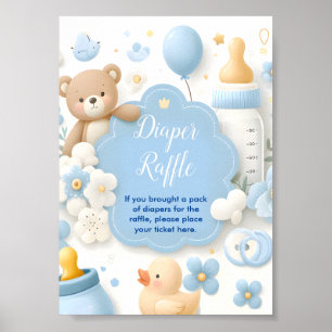 Póster Alegría del paquete azul: niño pequeño ducha pañal