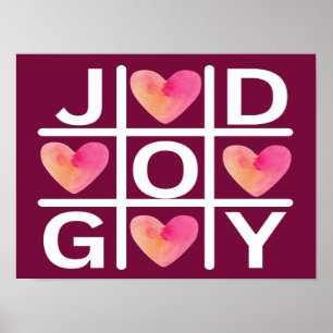 Póster Alegría del Tic Tac Toe y fe cristiana de Dios