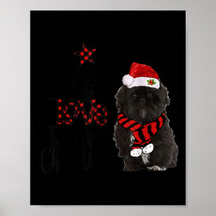 Póster Alegria Esperanza Amor Paz Navidad Shih Tzus Negro