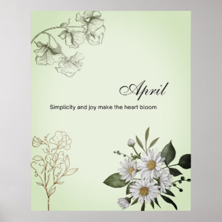 Póster Alegría floral simple de abril