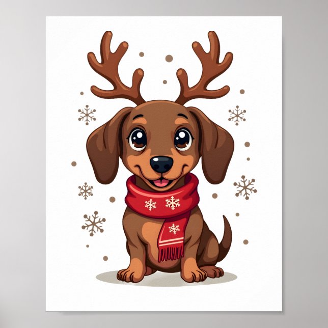Póster Alegria Invernal Dachshund (Frente)