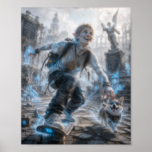 Póster Alegría / Patinador / Plaza Abandonada