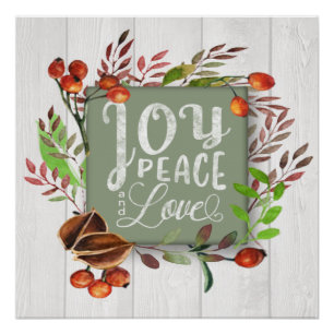 Póster Alegría, paz, amor Chalkboard Wreath ID437