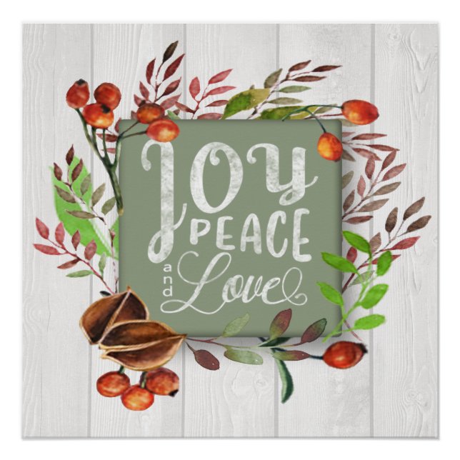 Póster Alegría, paz, amor Chalkboard Wreath ID437 (Anverso)