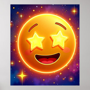 Póster Alegría por la Emoji estrellada