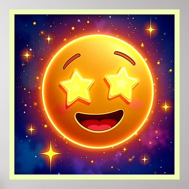 Póster Alegría por la Emoji estrellada (Frente)