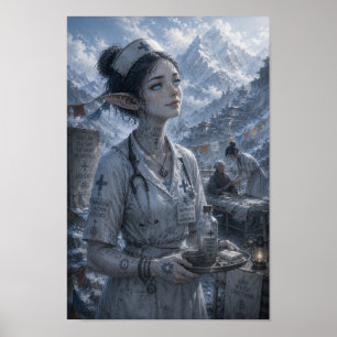 Póster Alegría Silenciosa / Enfermera / Montañas Tibetana