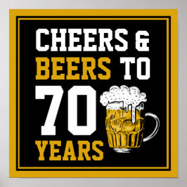 Póster Alegría y cerveza de 70 años a 70 años divertidos