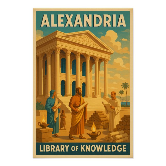 Póster Alejandría - Biblioteca del Conocimiento (Anverso)