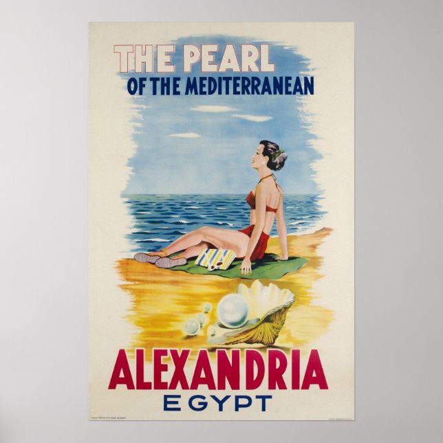 Póster Alejandría, Egipto, Poster de Viajes de Vintage (Frente)