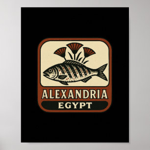 Póster Alejandría Egipto Recuerdo Pez Egipcio Y Viaje