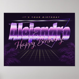 Póster Alejandro Name Vorname retro Poster Geburtstag